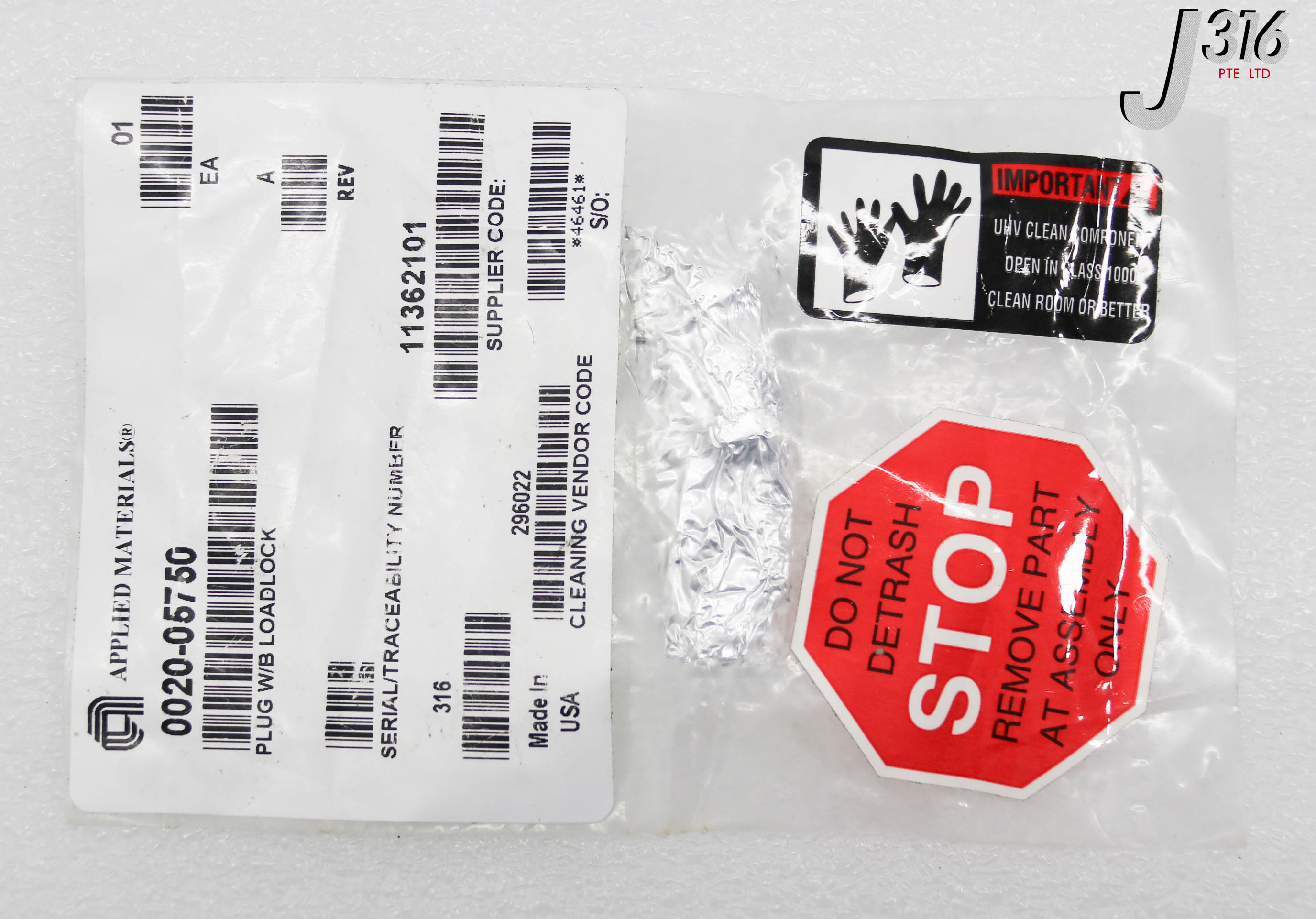 C1869 APPLIED MATERIALS PLUG, W/B LOADLOCK, ENDURA INTERFACE (NEW